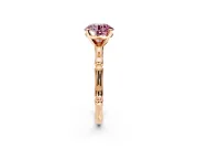 Solitaire Engagement Ring Setting for Fancy Pink Round Cut Center with Bamboo Band and Prong Head in Rose Gold