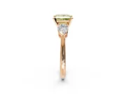3 Stone Engagement Ring Setting for Fancy Yellow Princess Cut Center with Large Pear-Shaped Accents and Prong Head in Rose Gold