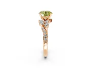 Solitaire Engagement Ring Setting for Fancy Yellow Round Cut Center with Marquise Accent Twist Band and Prong Head in Rose Gold