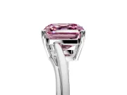 Solitaire Engagement Ring Setting for Fancy Pink Asscher Cut Center with Plain Bypass Twist Band and Prong Head in Sterling Silver