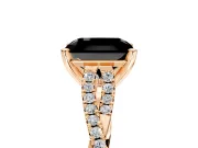 Solitaire Engagement Ring Setting for Fancy Black Radiant Cut Center with Twisted Pave Split Shank and Prong Head in Rose Gold