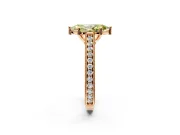Solitaire Engagement Ring Setting for Fancy Yellow Marquise Center with Engraved Pave Band and Prong Head in Rose Gold