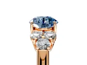 Cluster Engagement Ring Setting for Fancy Blue Round Cut Center with Round Cut Accent Frame and Prong Head in Rose Gold