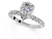 Open Basket Engagement Ring Setting for Pear-Shaped Center with Pave Band and Prong Head in Sterling Silver
