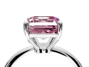 Minimalist Solitaire Engagement Ring Setting for Fancy Pink Asscher Cut Center with Thin Band and Prong Head in White Gold