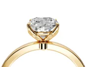 Solitaire Engagement Ring Setting for Cushion Cut Center with Thin Rounded Plain Band and Prong Head in Yellow Gold