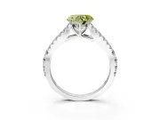 Solitaire Engagement Ring Setting for Fancy Yellow Heart-Shaped Center with Pave Split Shank and Prong Head in Platinum