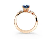 Solitaire Engagement Ring Setting for Fancy Blue Radiant Cut Center with Marquise Accent Twist Band and Prong Head in Rose Gold