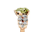 Cluster Engagement Ring Setting for Fancy Yellow Heart-Shaped Center with 2-Row Shoulder Clusters and Prong Head in Rose Gold