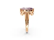 Solitaire Engagement Ring Setting for Fancy Pink Marquise Center with Twisted Band and Scroll Prong Head in Rose Gold