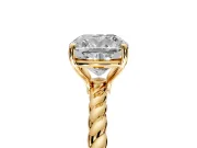 Solitaire Engagement Ring Setting for Cushion Cut Center with Plain Twisted Rope Band and Prong Head in Yellow Gold