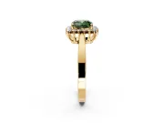 Starburst Halo Engagement Ring Setting for Fancy Green Cushion Cut Center with Flat Cathedral Band and Prong Head in Yellow Gold