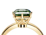 Solitaire Engagement Ring Setting for Fancy Green Asscher Cut Center with Plain Band and Tulip Prong Head in Yellow Gold