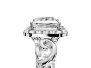 Halo Engagement Ring Setting for Princess Cut Center with Open Scroll Shoulders and Prong Head in Sterling Silver