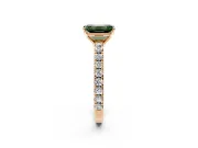 Solitaire Engagement Ring Setting for Fancy Green Emerald Cut Center with Large Accent Band and Prong Head in Rose Gold