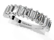 Baguette Lab-Grown Diamond Half Eternity Wedding Band with Shared-Prong Setting in Platinum