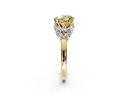 Leaf Cluster Engagement Ring Setting for Fancy Yellow Heart-Shaped Center with Marquise Accents and Prong Head in Yellow Gold