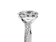 Side Accent Engagement Ring Setting for Oval Center with Accent Shoulders and Prong Head in Platinum