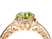 Floral Engagement Ring Setting for Fancy Yellow Round Cut Center with Four Accent Clusters and Prong Head in Rose Gold