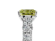 Solitaire Engagement Ring Setting for Fancy Yellow Emerald Cut Center with Pave Cathedral Shoulders and Prong Head in Platinum