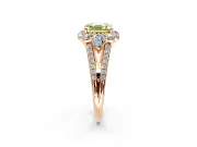 Halo Engagement Ring Setting for Fancy Yellow Asscher Cut Center with Two-Strand Split Shank and Prong Head in Rose Gold