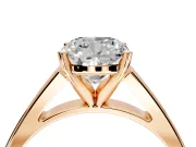 Solitaire Engagement Ring Setting for Cushion Cut Center with Tapered Split Shoulders and Prong Head in Rose Gold