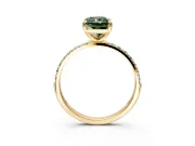 Solitaire Engagement Ring Setting for Fancy Green Radiant Cut Center with Pave Accents and Prong Head in Yellow Gold