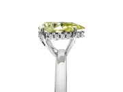Solitaire Engagement Ring Setting for Fancy Yellow Pear-Shaped Center with Fine Wire Band and Prong Head in Platinum