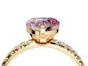 Solitaire Engagement Ring Setting for Fancy Pink Heart-Shaped Center with Large Accents and Prong Head in Yellow Gold