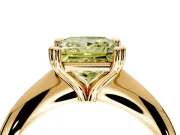 Solitaire Engagement Ring Setting for Fancy Yellow Princess Cut Center with Reverse Tapered Band and Prong Head in Yellow Gold