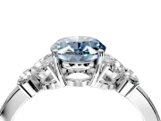 Solitaire Engagement Ring Setting for Fancy Blue Oval Center with Marquise Flower Shoulders and Prong Head in Sterling Silver