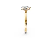 Hidden Halo Engagement Ring Setting for Pear-Shaped Center with Plain Band and Tall Prong Head in Yellow Gold