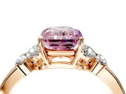 Solitaire Engagement Ring Setting for Fancy Pink Radiant Cut Center with Marquise Flower Shoulders and Prong Head in Rose Gold
