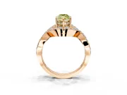 Halo Engagement Ring Setting for Fancy Yellow Marquise Center with Pave Infinity Twist Band and Prong Head in Rose Gold