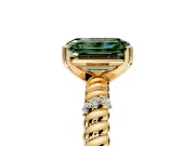 Rope Engagement Ring Setting for Fancy Green Emerald Cut Center with Accent Shoulders and Prong Head in Yellow Gold