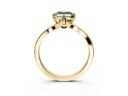 Solitaire Engagement Ring Setting for Fancy Green Asscher Cut Center with Plain Split Shank and Prong Head in Yellow Gold