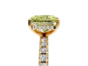 Solitaire Engagement Ring Setting for Fancy Yellow Radiant Cut Center with Band of Accents and Prong Head in Yellow Gold