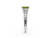 Solitaire Engagement Ring Setting for Fancy Yellow Emerald Cut Center with Filigree Band and Prong Head in Platinum