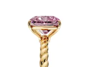 Solitaire Engagement Ring Setting for Fancy Pink Radiant Cut Center with Plain Twisted Rope Band and Prong Head in Yellow Gold