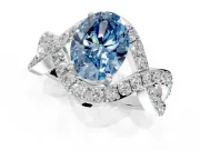 Halo Engagement Ring Setting for Fancy Blue Oval Center with Pave Infinity Twist Band and Prong Head in Platinum
