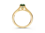 Solitaire Engagement Ring Setting for Fancy Green Emerald Cut Center with Narrow Cathedral Band and Prong Head in Yellow Gold