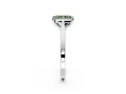 Solitaire Engagement Ring Setting for Fancy Green Radiant Cut Center with Tapered Shoulders and Prong Head in White Gold