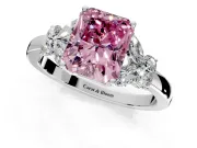 Solitaire Engagement Ring Setting for Fancy Pink Radiant Cut Center with Marquise Flower Shoulders and Prong Head in White Gold