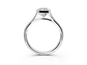Solitaire Engagement Ring Setting for Radiant Cut Center with V Split Shank and Bezel Head in Platinum