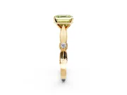 Solitaire Engagement Ring Setting for Fancy Yellow Asscher Cut Center with Carved Leaf Shoulders and Prong Head in Yellow Gold