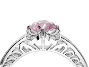 Floral Engagement Ring Setting for Fancy Pink Pear-Shaped Center with Four Accent Clusters and Prong Head in Sterling Silver