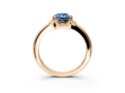 Floral Frame Engagement Ring Setting for Fancy Blue Radiant Cut Center with Accent Clusters and Prong Head in Rose Gold