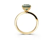 Solitaire Engagement Ring Setting for Fancy Green Princess Cut Center with Thin Rounded Plain Band and Prong Head in Yellow Gold