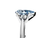 Solitaire Engagement Ring Setting for Fancy Blue Pear-Shaped Center with Knife Ridge Band and Claw Prong Head in Platinum