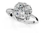 Floral Frame Engagement Ring Setting for Radiant Cut Center with Accent Clusters and Prong Head in Platinum